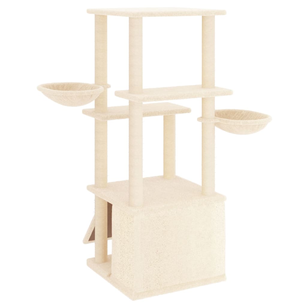 Cat furniture with sisal scratching posts 133 cm cream-colored