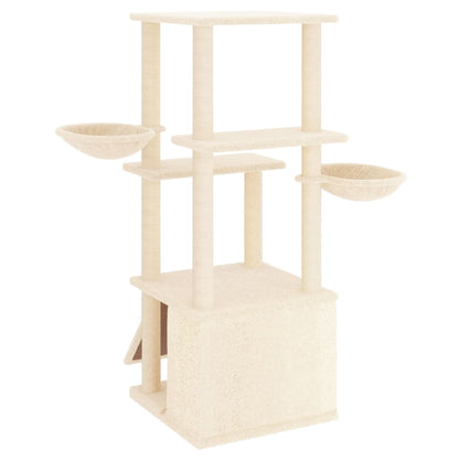 Cat furniture with sisal scratching posts 133 cm cream-colored