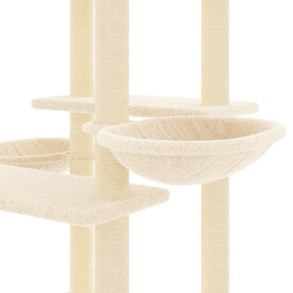 Cat furniture with sisal scratching posts 133 cm cream-colored