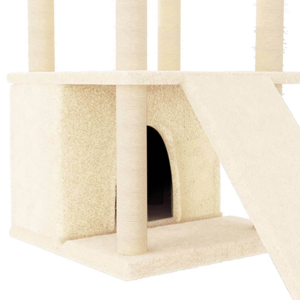 Cat furniture with sisal scratching posts 133 cm cream-colored