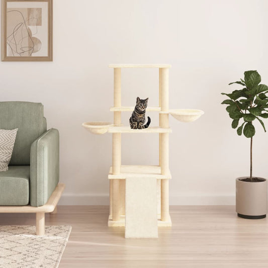 Cat furniture with sisal scratching posts 133 cm cream-colored