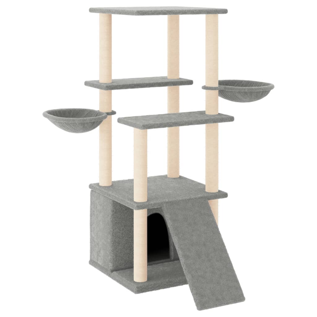 Cat furniture with sisal scratching posts 133 cm light gray