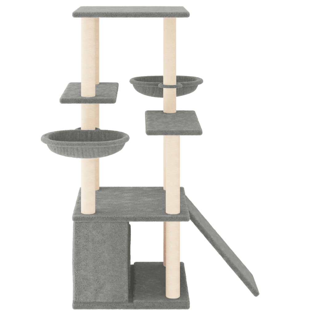 Cat furniture with sisal scratching posts 133 cm light gray