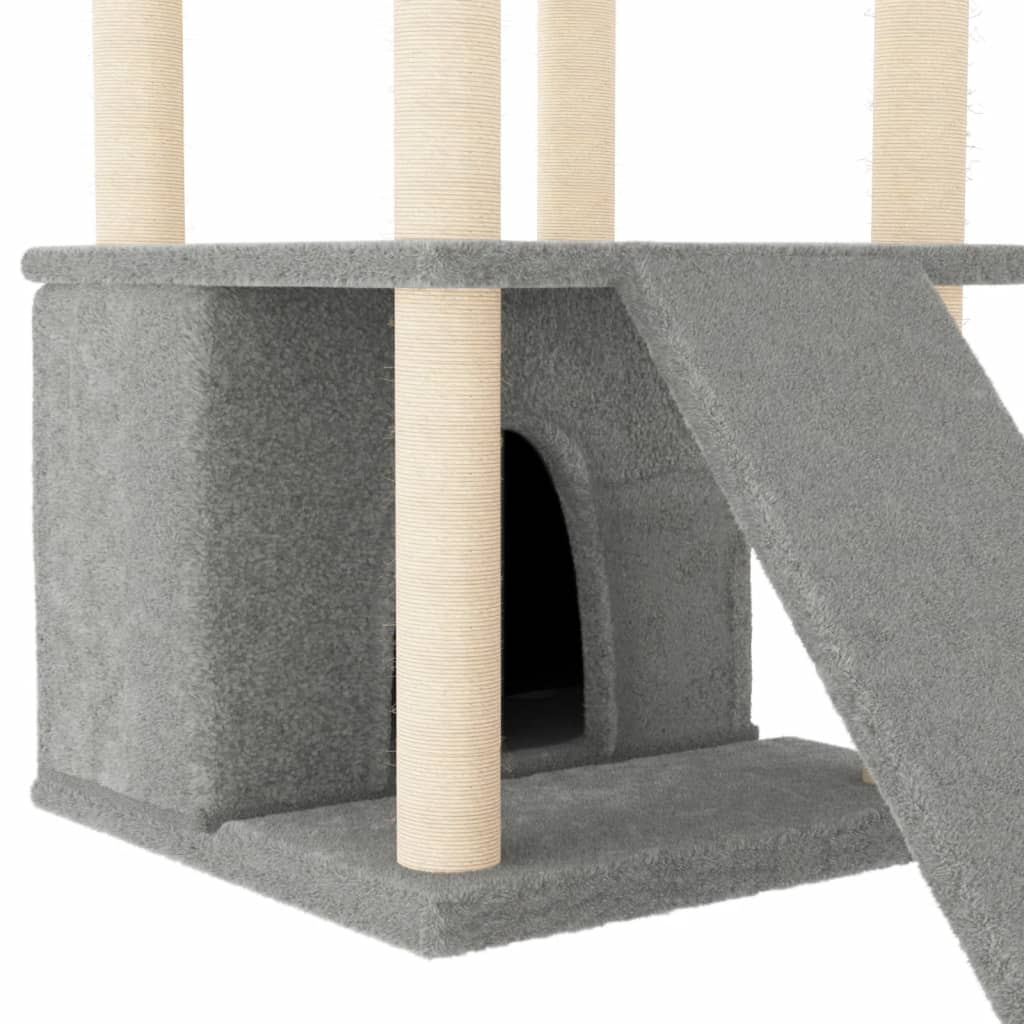 Cat furniture with sisal scratching posts 133 cm light gray