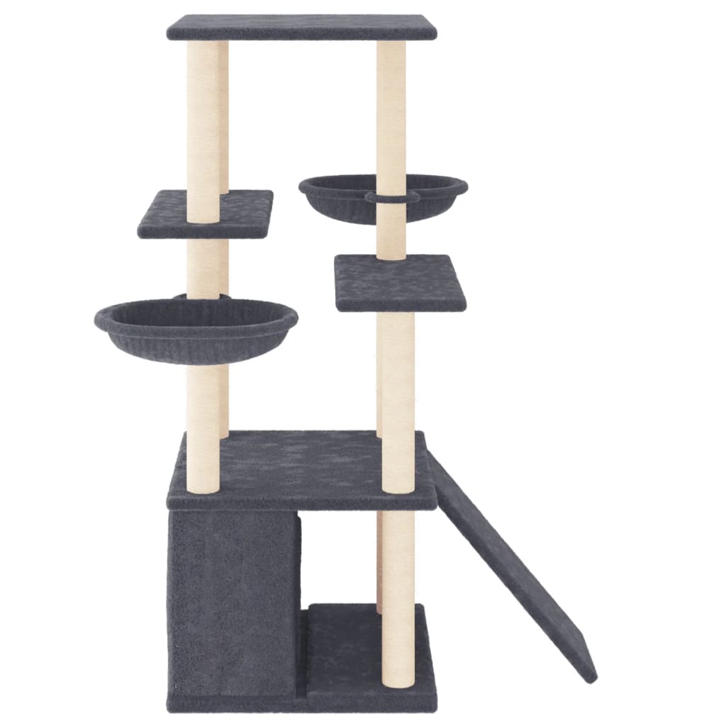 Cat furniture with sisal scratching posts 133 cm dark gray