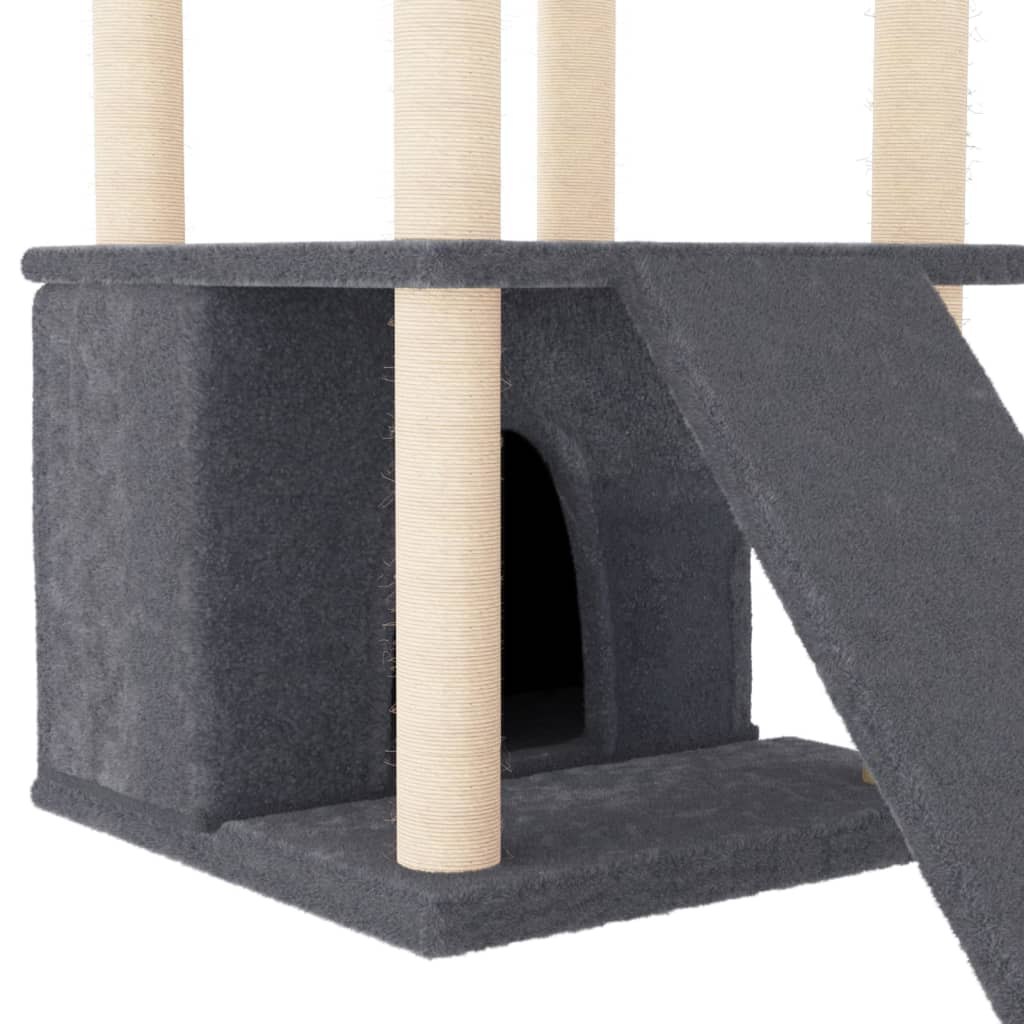 Cat furniture with sisal scratching posts 133 cm dark gray