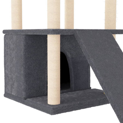 Cat furniture with sisal scratching posts 133 cm dark gray