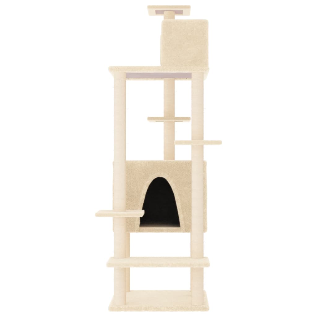 Cat furniture with sisal scratching posts 154 cm cream-colored