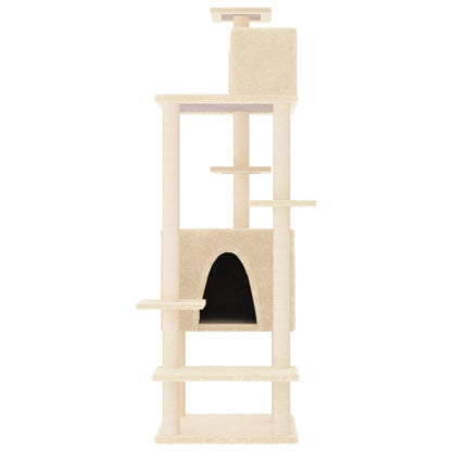 Cat furniture with sisal scratching posts 154 cm cream-colored