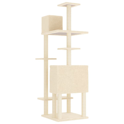 Cat furniture with sisal scratching posts 154 cm cream-colored