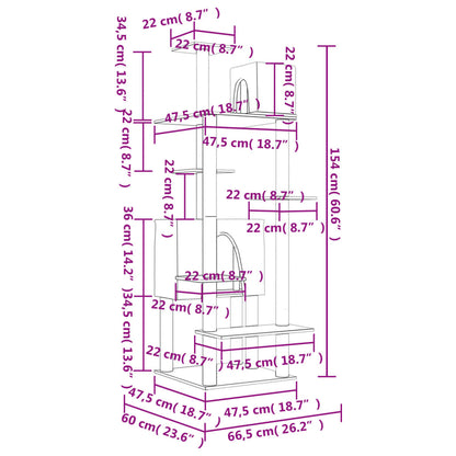 Cat furniture with sisal scratching posts 154 cm cream-colored