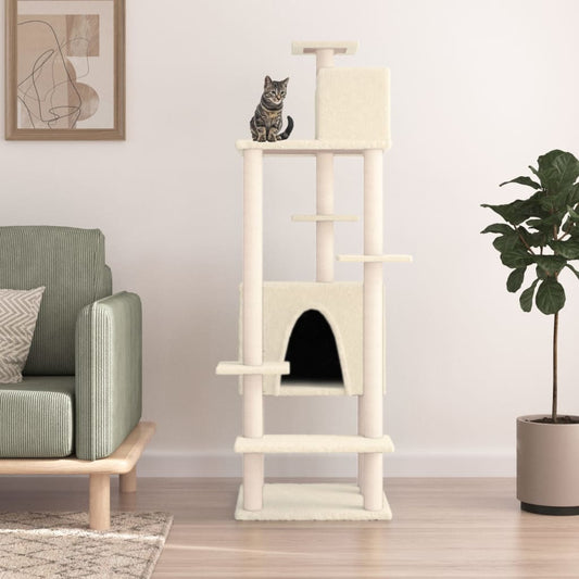 Cat furniture with sisal scratching posts 154 cm cream-colored