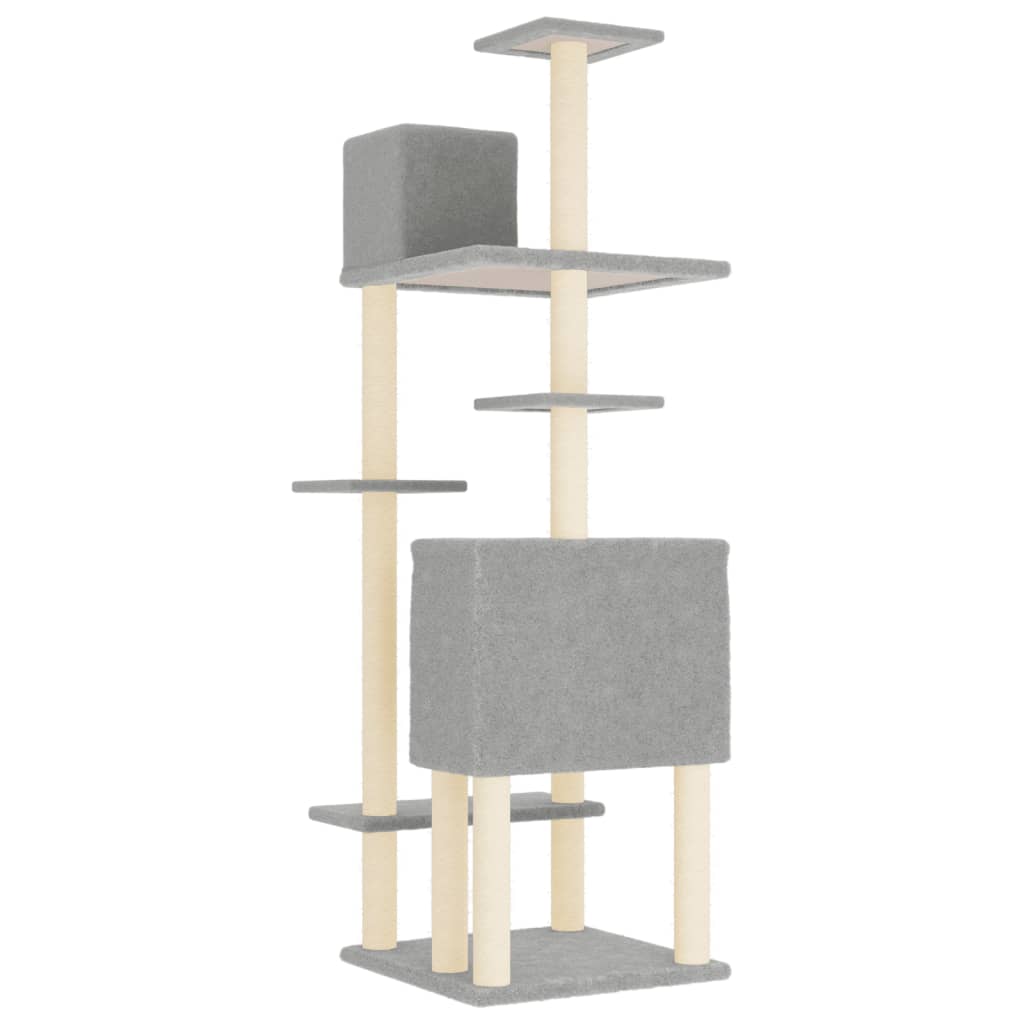 Cat furniture with sisal scratching posts 154 cm light gray