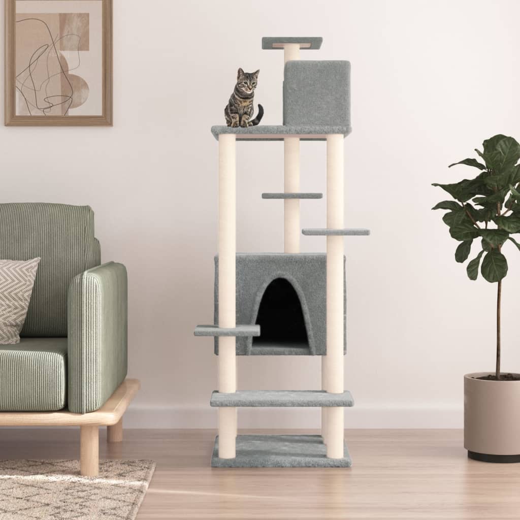 Cat furniture with sisal scratching posts 154 cm light gray