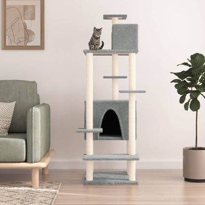 Cat furniture with sisal scratching posts 154 cm light gray