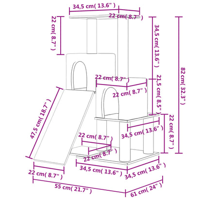 Cat furniture with sisal scratching posts 82 cm light gray