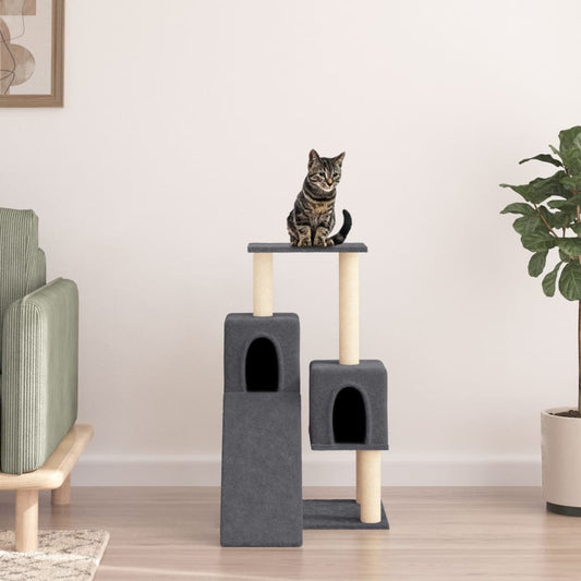 Cat furniture with sisal scratching posts 82 cm dark gray