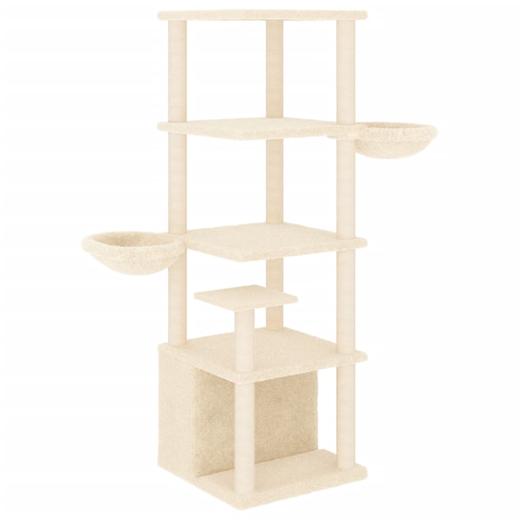 Cat furniture with sisal scratching posts 147 cm cream-colored