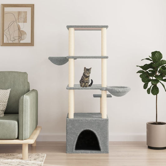 Cat furniture with sisal scratching posts 147 cm light gray