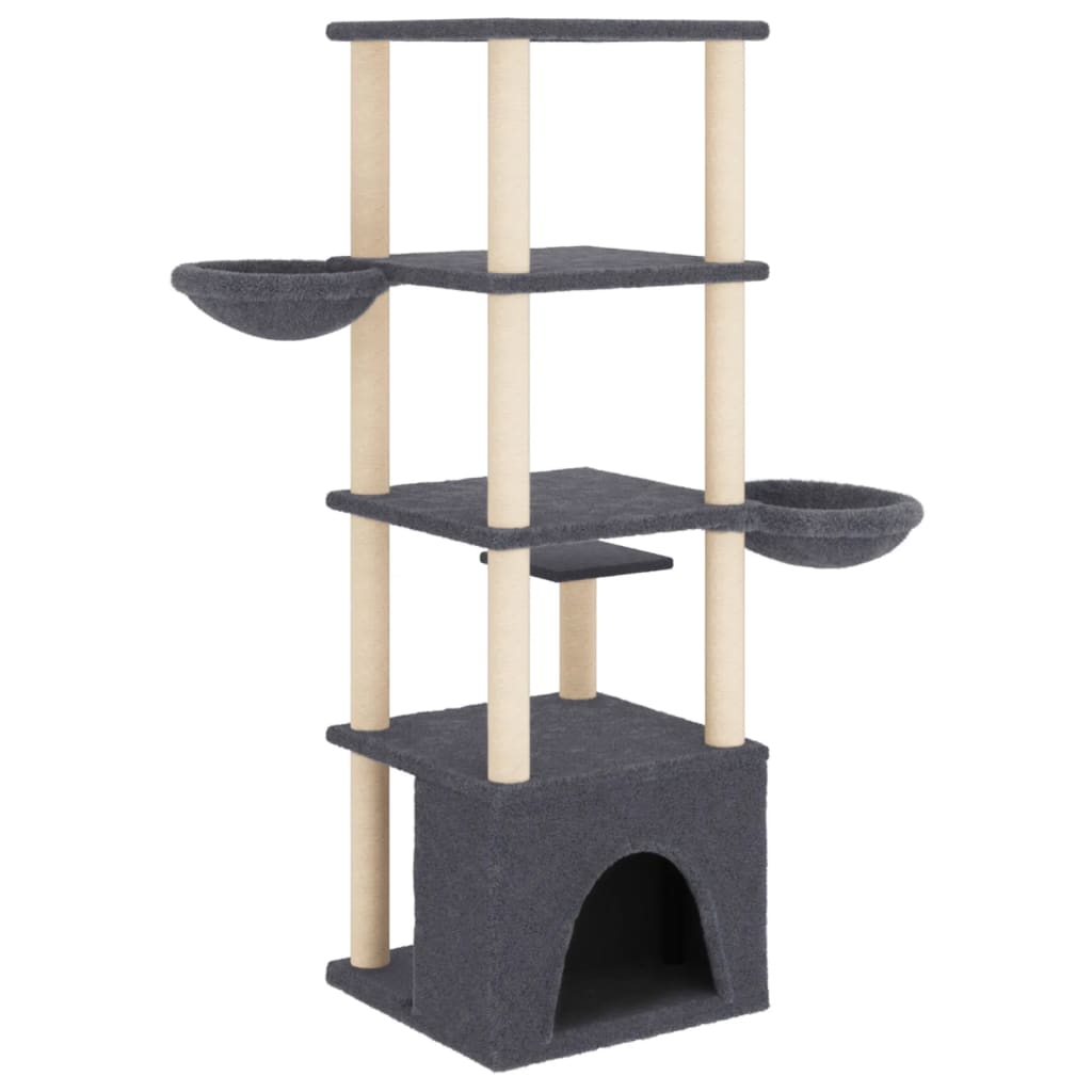 Cat furniture with sisal scratching posts 147 cm dark gray