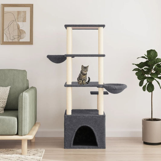 Cat furniture with sisal scratching posts 147 cm dark gray