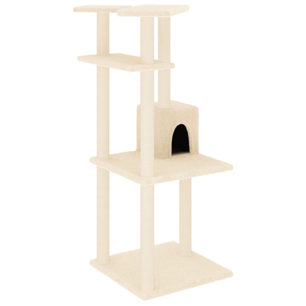 Cat furniture with sisal scratching posts 123 cm cream-colored
