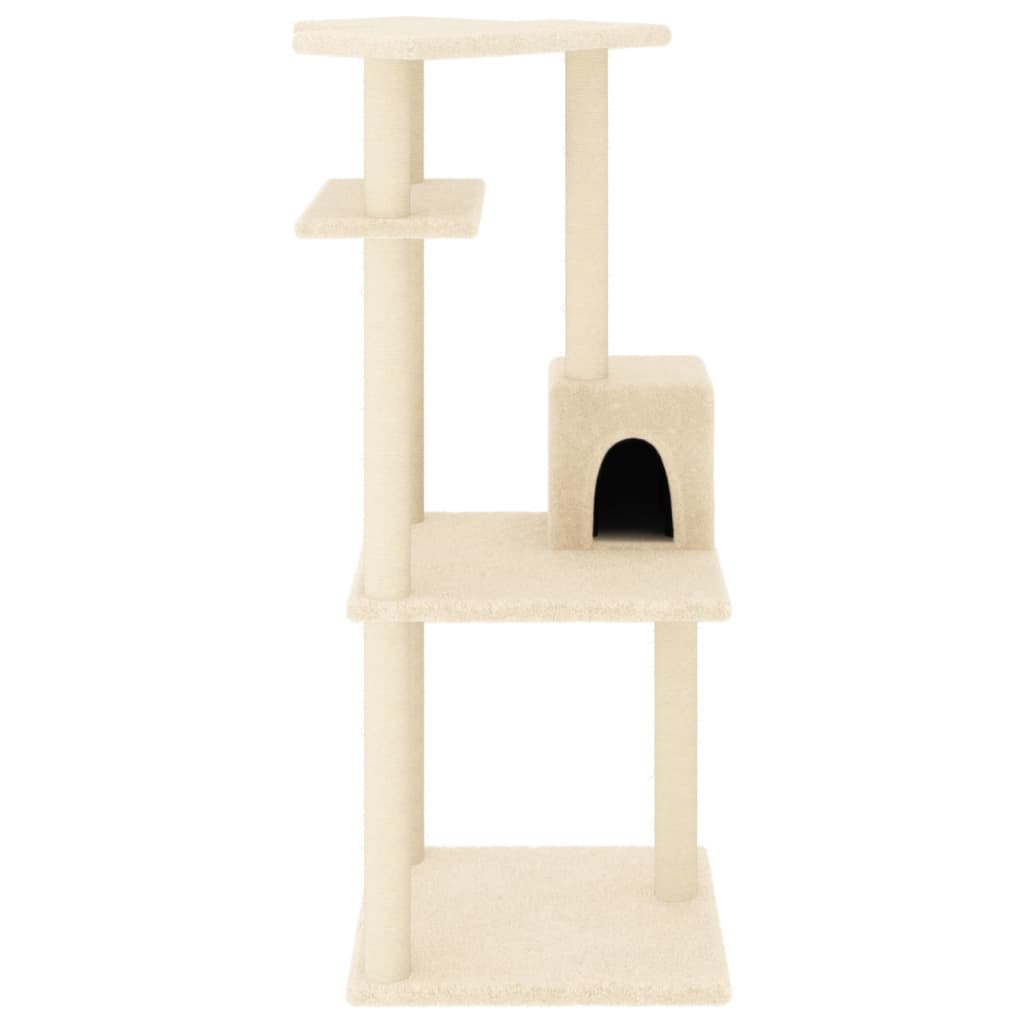 Cat furniture with sisal scratching posts 123 cm cream-colored