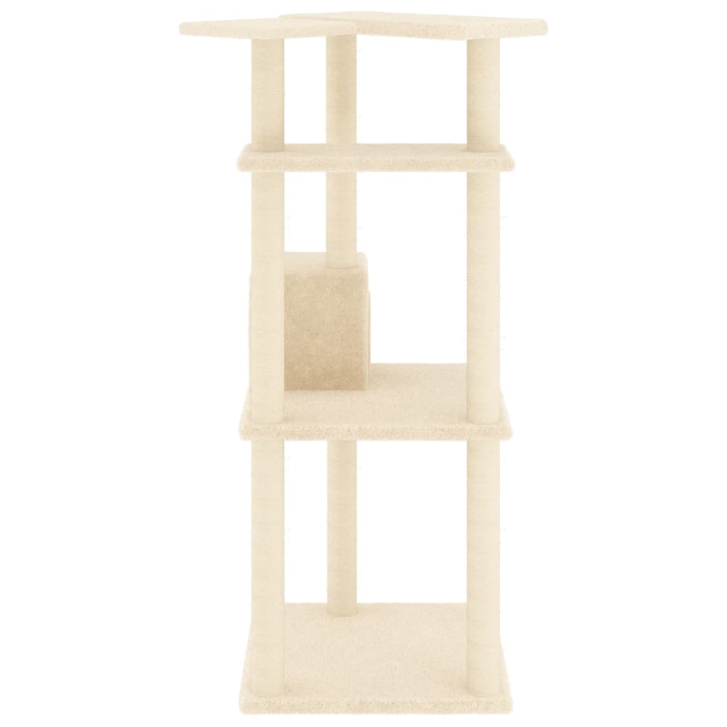 Cat furniture with sisal scratching posts 123 cm cream-colored