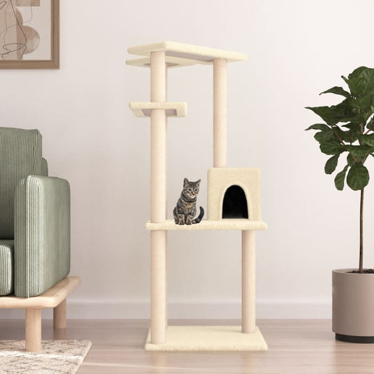 Cat furniture with sisal scratching posts 123 cm cream-colored
