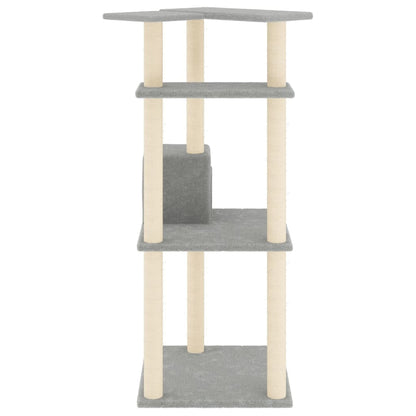 Cat furniture with sisal scratching posts 123 cm light gray