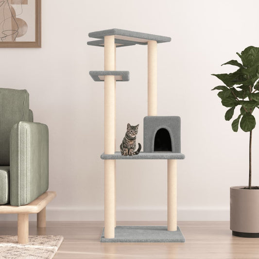Cat furniture with sisal scratching posts 123 cm light gray