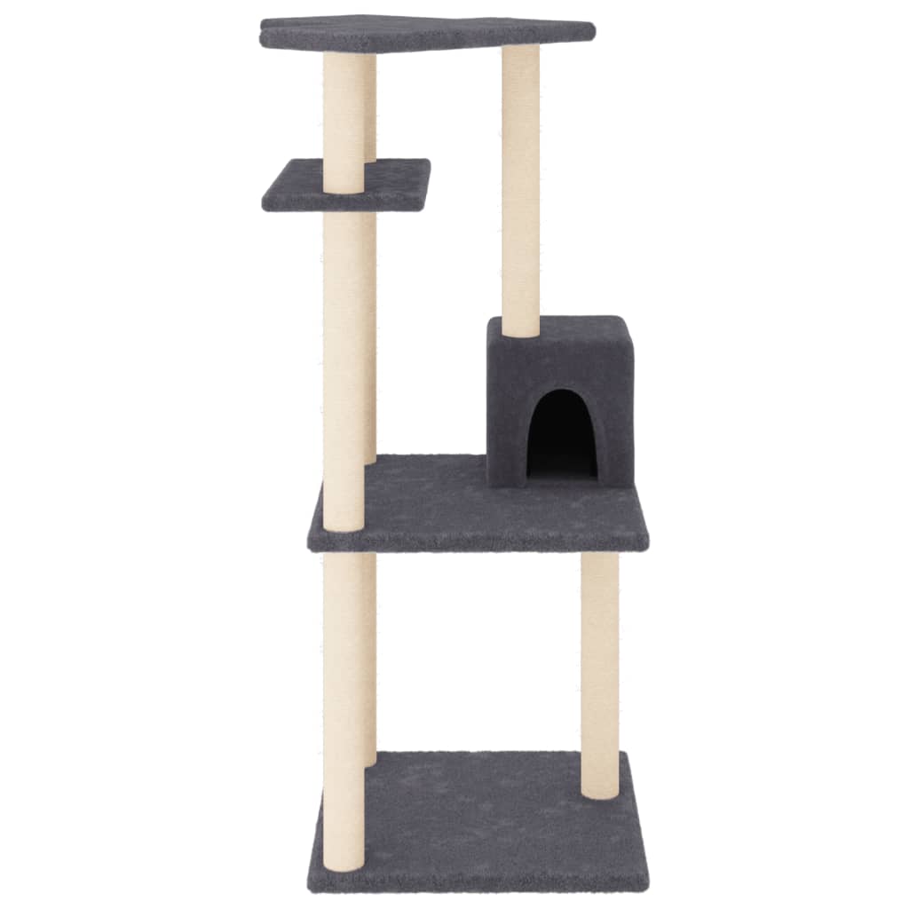 Cat furniture with sisal scratching posts 123 cm dark gray