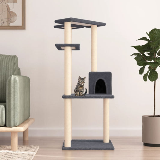 Cat furniture with sisal scratching posts 123 cm dark gray