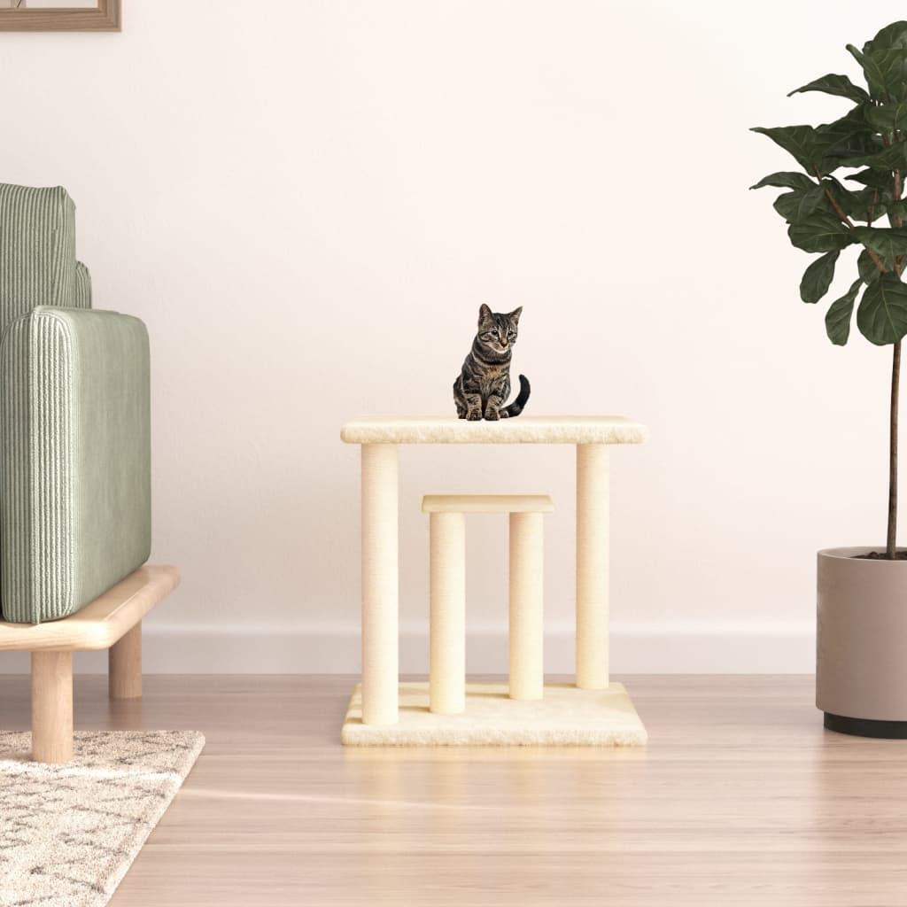 Scratching post with platforms 50 cm cream-colored