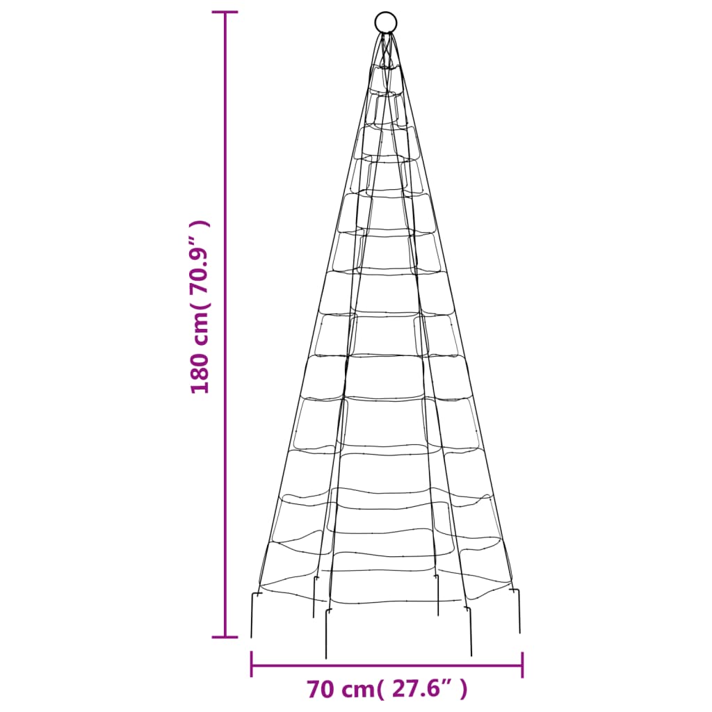 Light cone on flagpole 180 cm 200 LEDs warm white