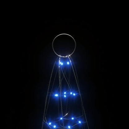Light cone on flagpole 200 blue LEDs 180 cm