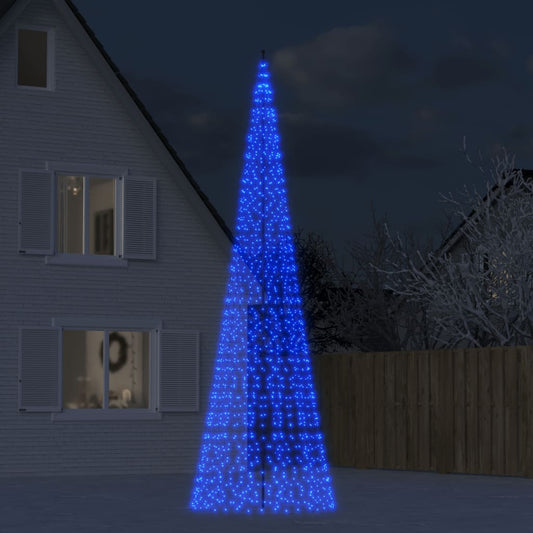 Light cone on flagpole 1534 blue LEDs 500 cm