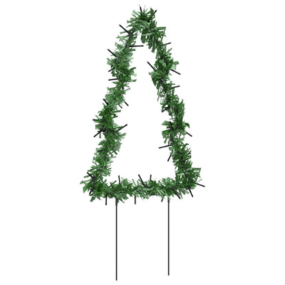Kerstverlichting kerstboom 3 st met grondpinnen 50 LED's 30 cm